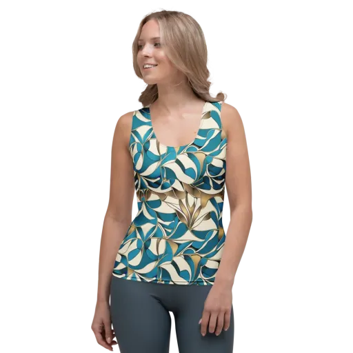 Teal Arabesque on a Women's Tank Top