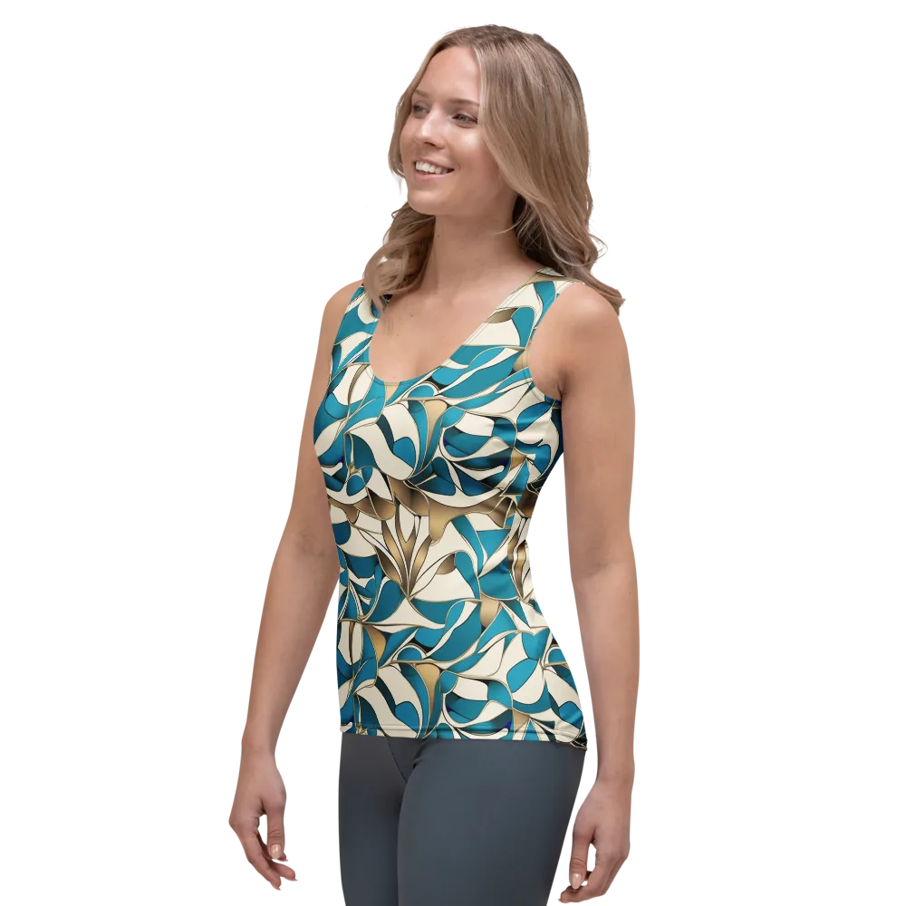 Teal Arabesque on Women's Tank Top — Left Front