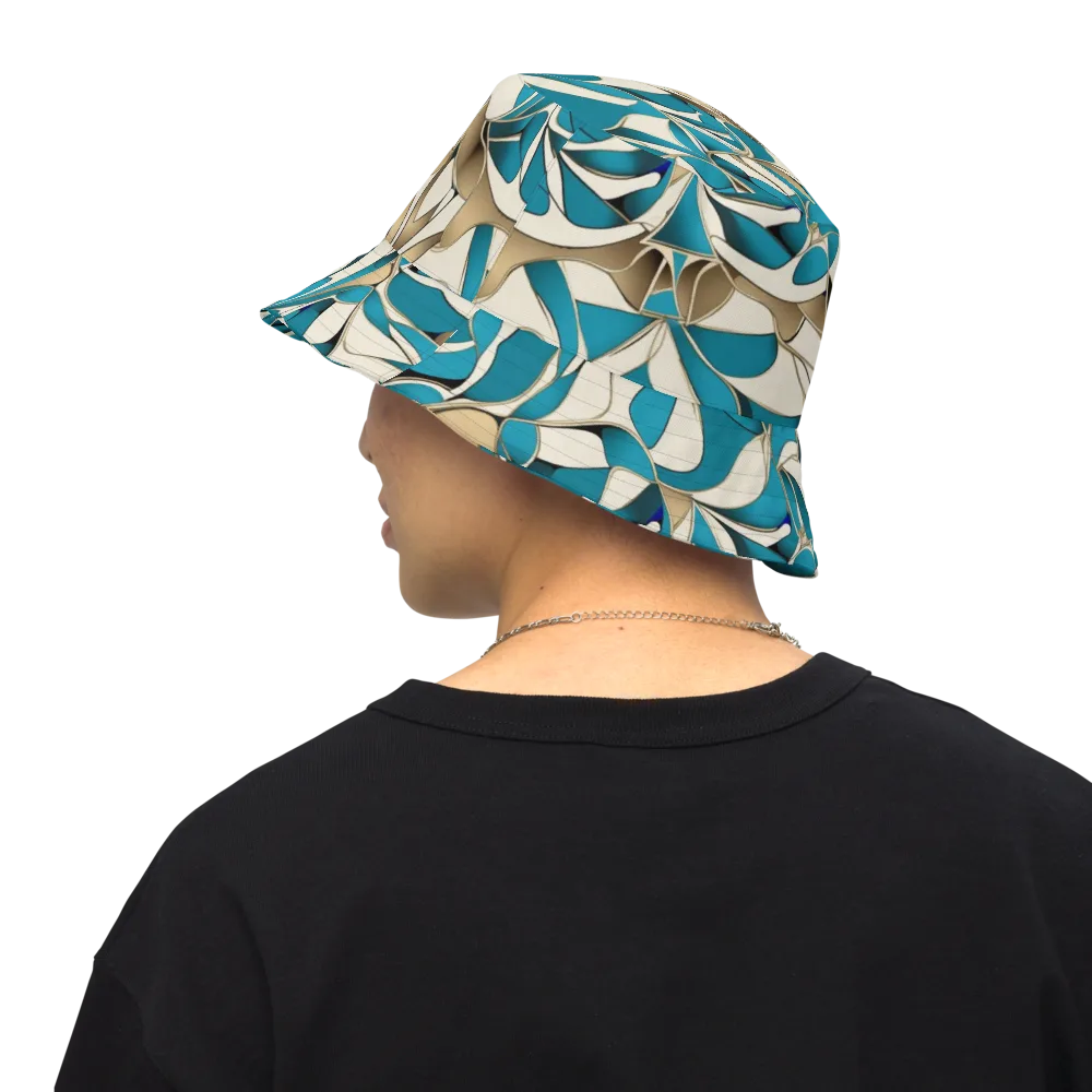 Teal Arabesque on Reversible Bucket Hat — Back Inside