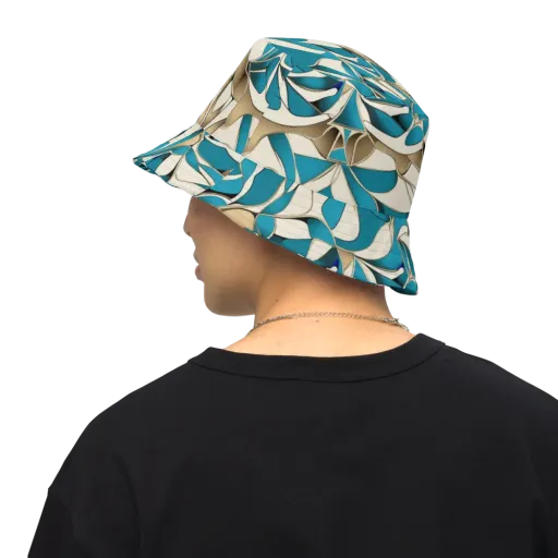 Teal Arabesque on a Reversible Bucket Hat