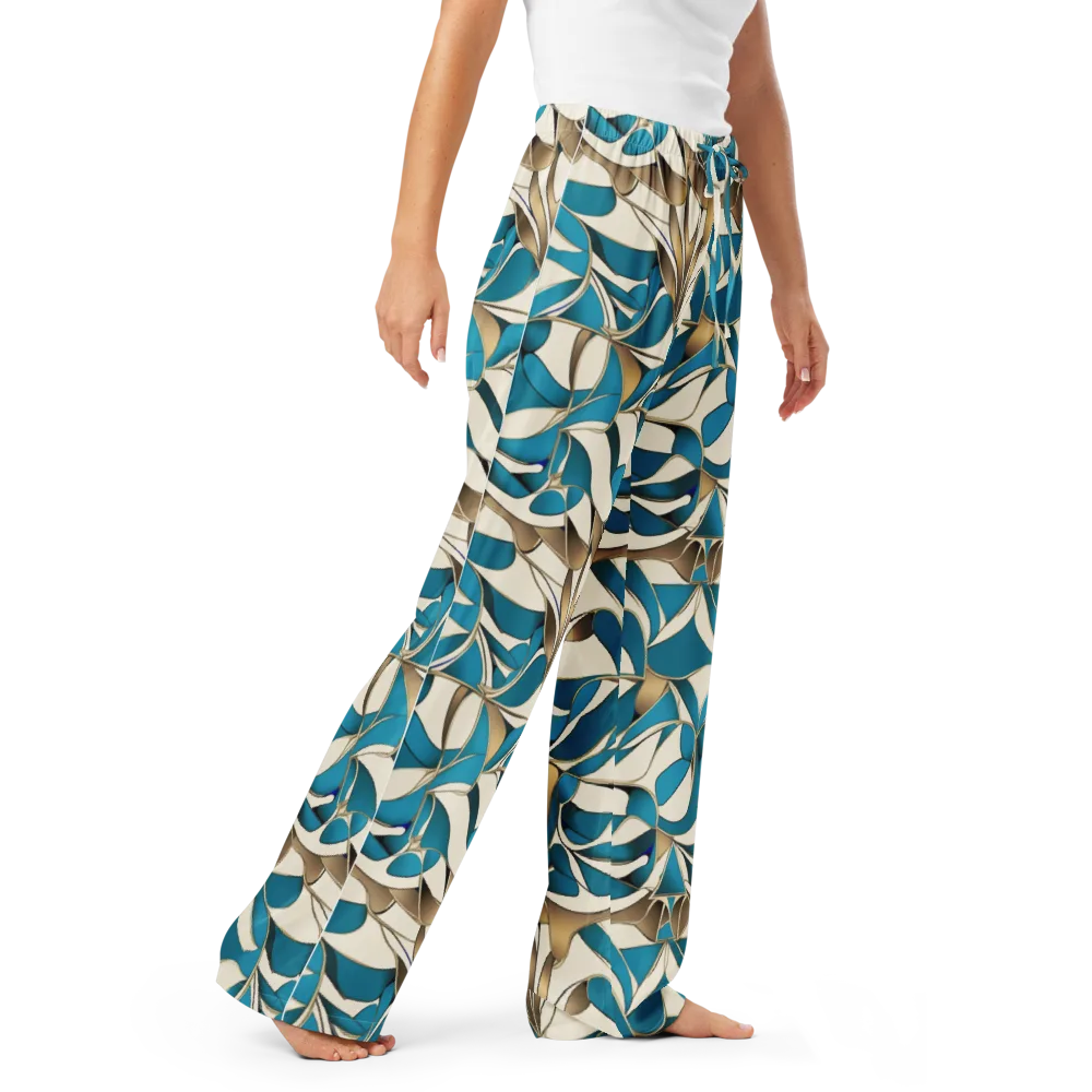 Teal Arabesque on Women's Pajama Pants — Right Front