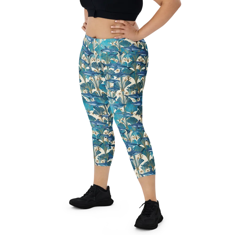 Art Deco Reef on Capri Leggings — Front