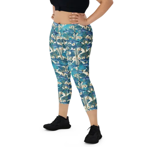 Art Deco Reef on a Capri Leggings
