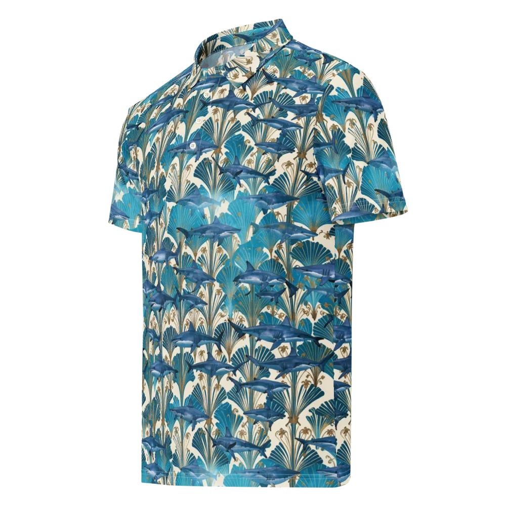 Art Deco Reef on Men's Slim Fit Polo Shirt — Left Front