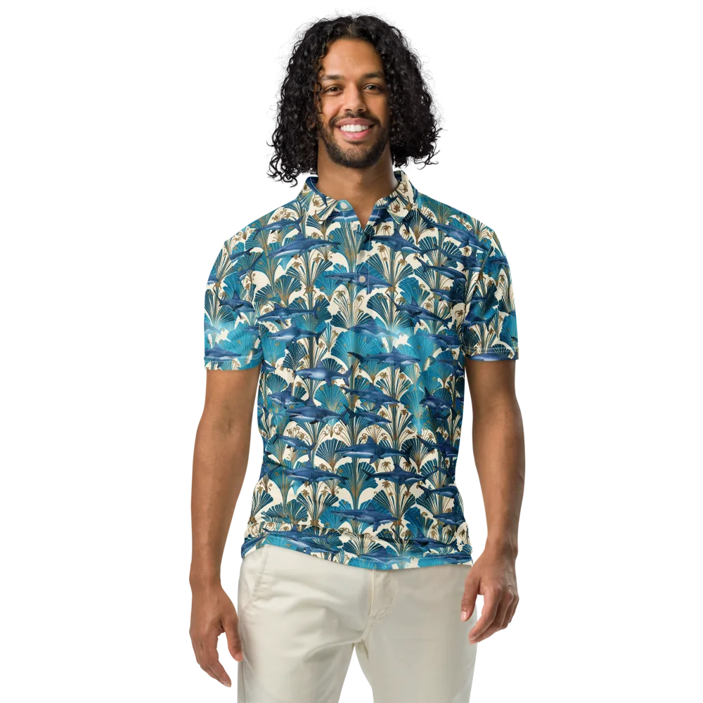 Art Deco Reef on Men's Slim Fit Polo Shirt — Front