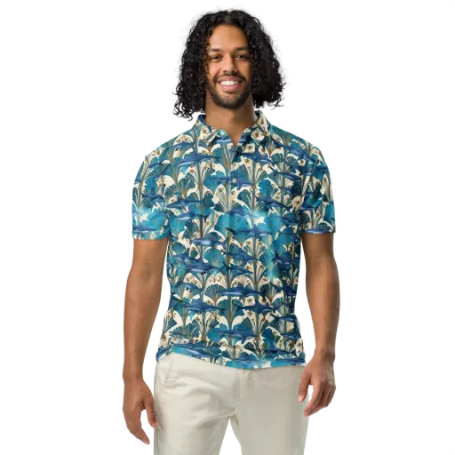 Art Deco Reef on a Men's Slim Fit Polo Shirt
