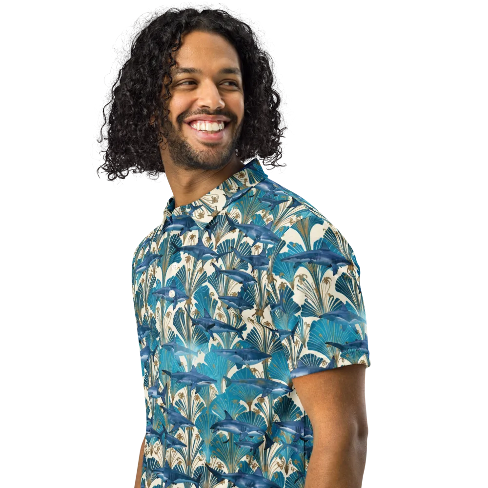 Art Deco Reef on Men's Slim Fit Polo Shirt — Left Front