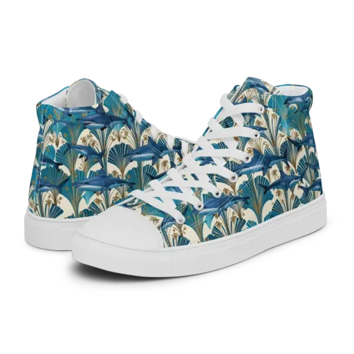 Art Deco Reef on a Women's High Top Canvas Shoes