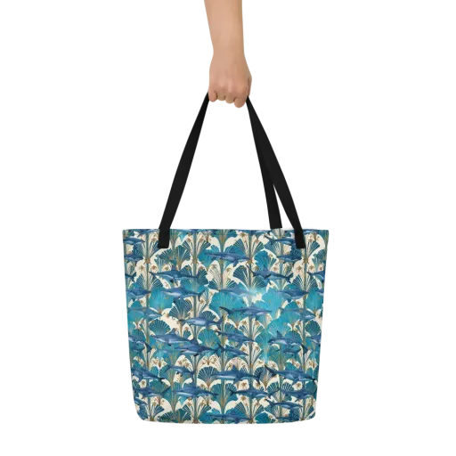 Art Deco Reef on a Large Tote Bag W/ Pocket