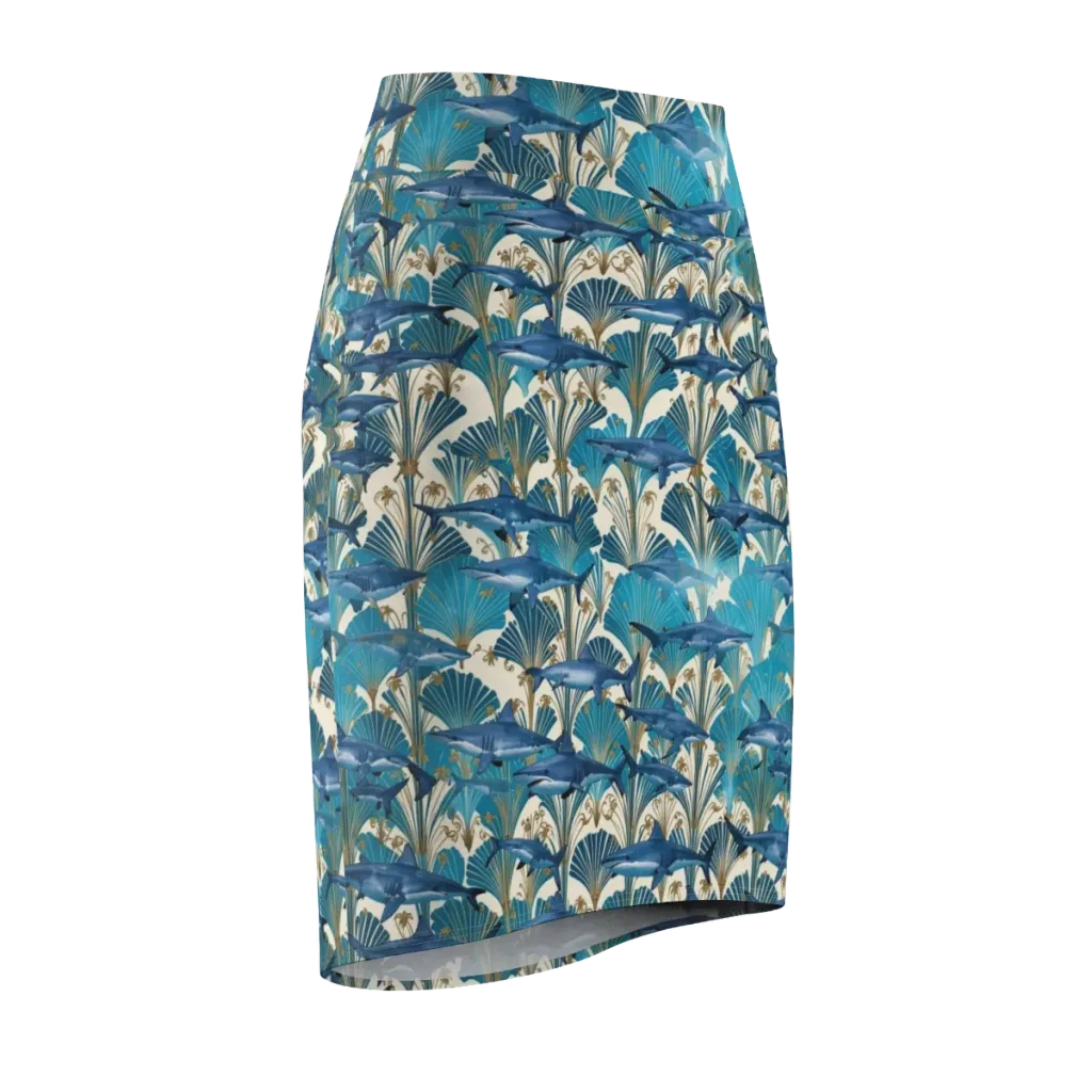 Art Deco Reef on Pencil Skirt — Front Side