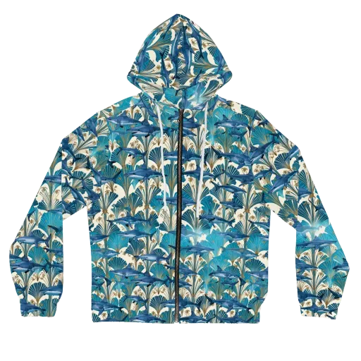 Art Deco Reef on a Women's Full-Zip Hoodie