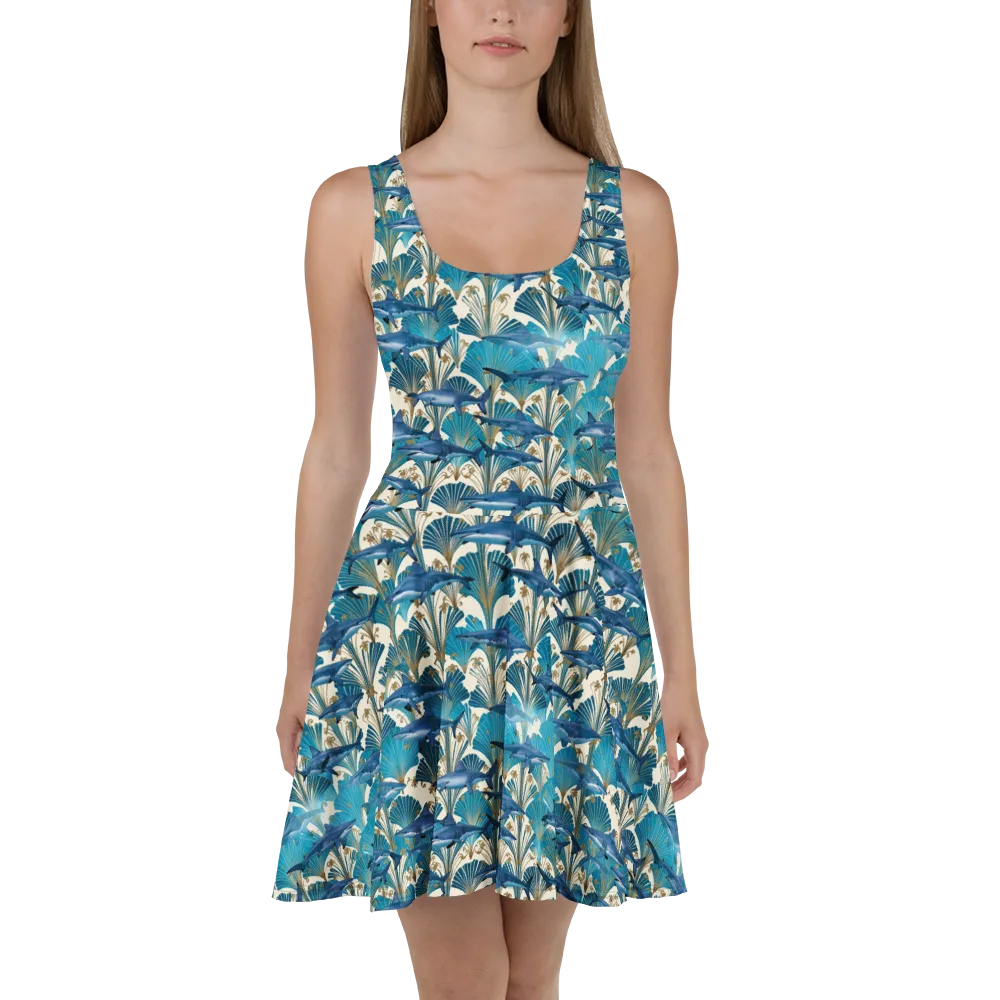 Art Deco Reef on Skater Dress — Front