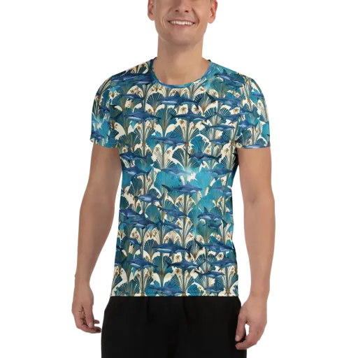 Art Deco Reef on a Men's Athletic T-Shirt