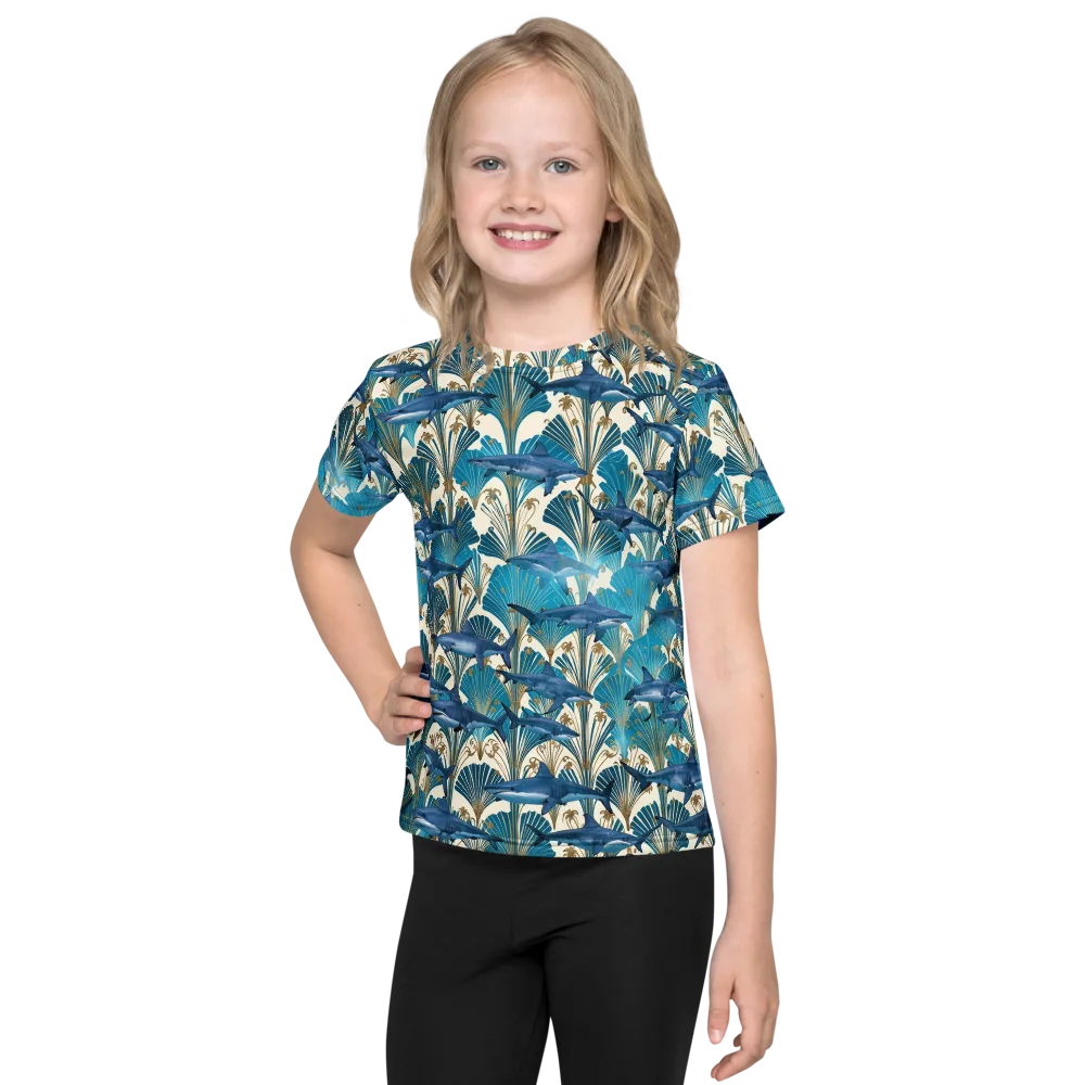 Art Deco Reef on Kids Crew Neck T-Shirt — Front