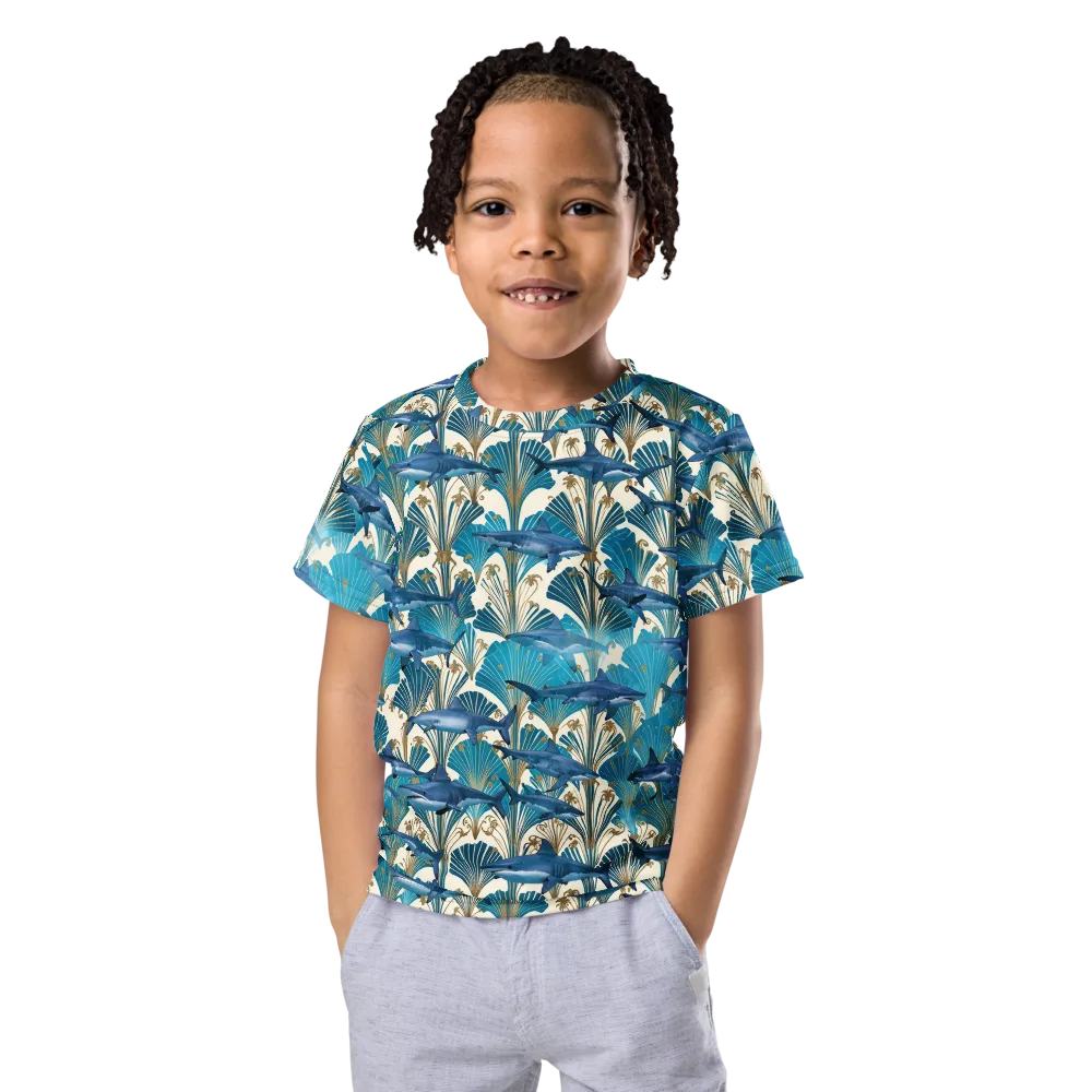 Art Deco Reef on Kids Crew Neck T-Shirt — Front