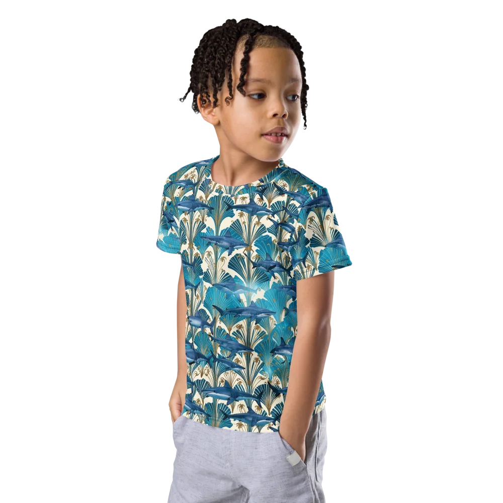 Art Deco Reef on Kids Crew Neck T-Shirt — Left Front