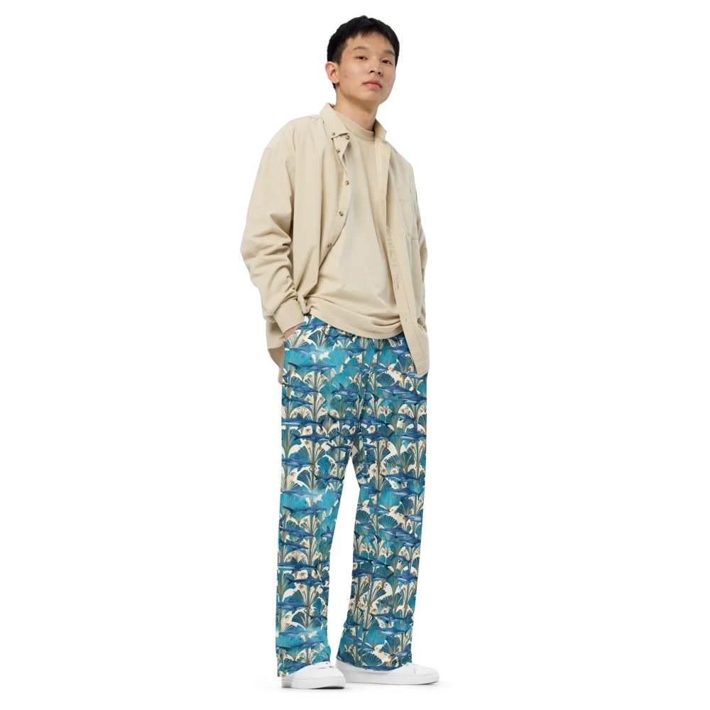 Art Deco Reef on Wide-Leg Pants — Right Front
