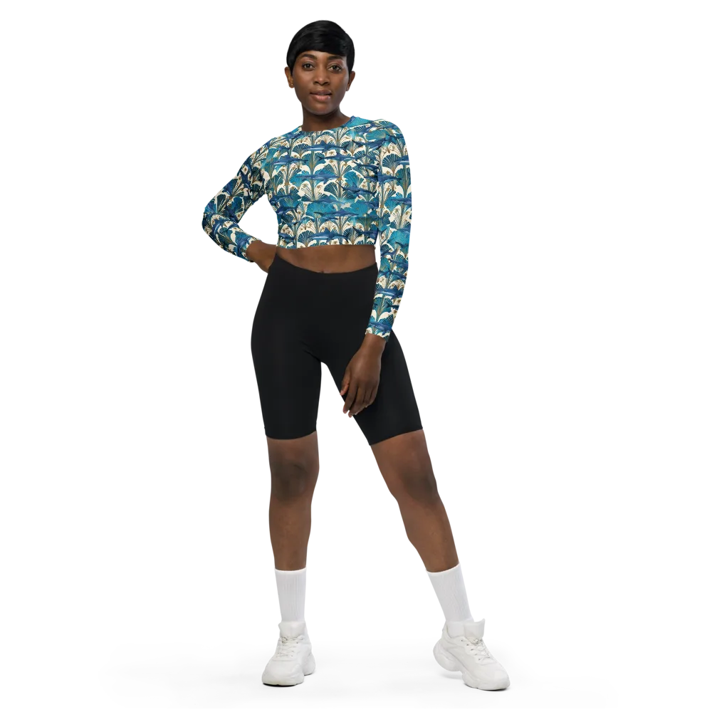 Art Deco Reef on Long Sleeve Crop Top — Front