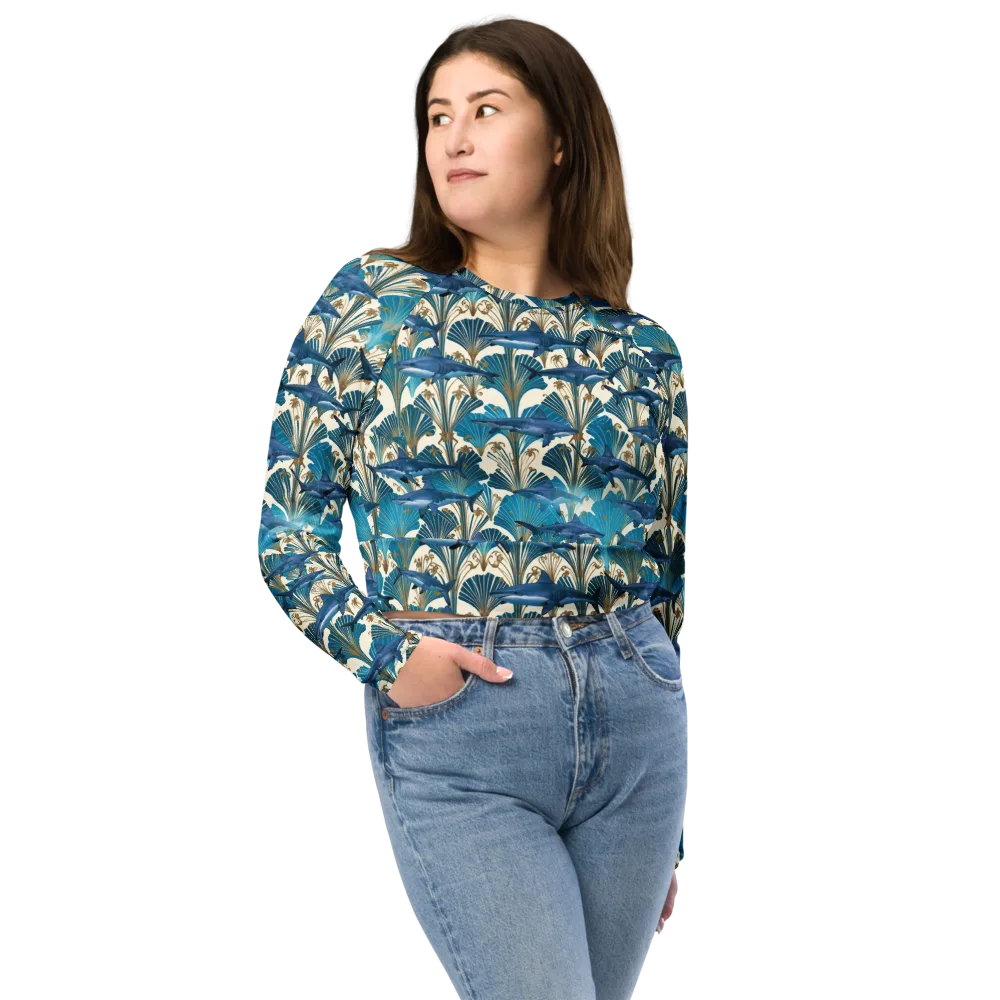 Art Deco Reef on Long Sleeve Crop Top — Front