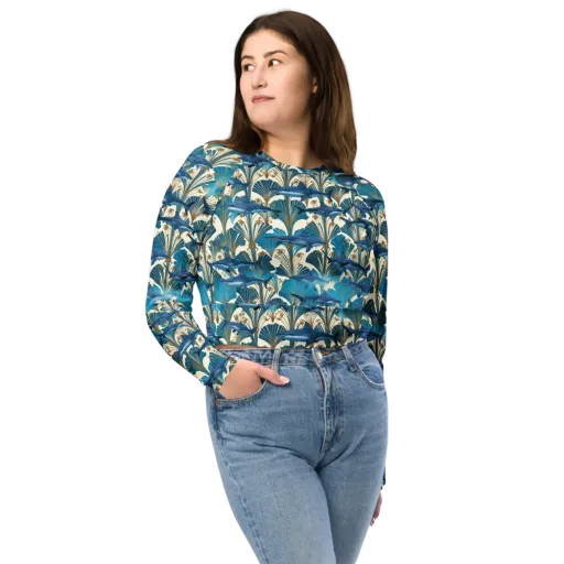 Art Deco Reef on a Long Sleeve Crop Top