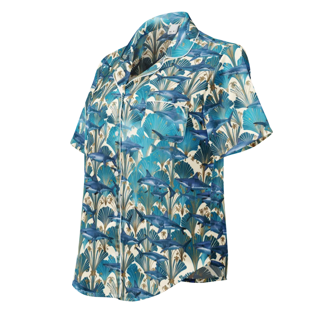 Art Deco Reef on Women's Short Sleeve Pajama Top — Left Front