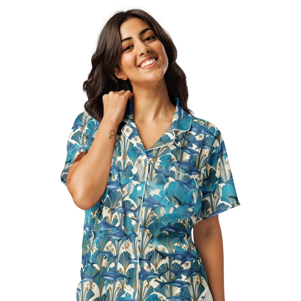 Art Deco Reef on Women's Short Sleeve Pajama Top — Front
