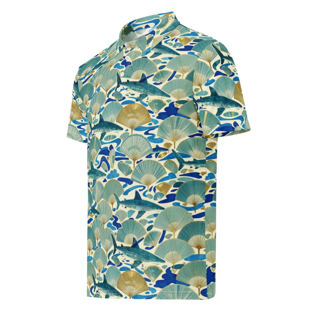 Tidal Ginkgo on Men's Slim Fit Polo Shirt — Left Front