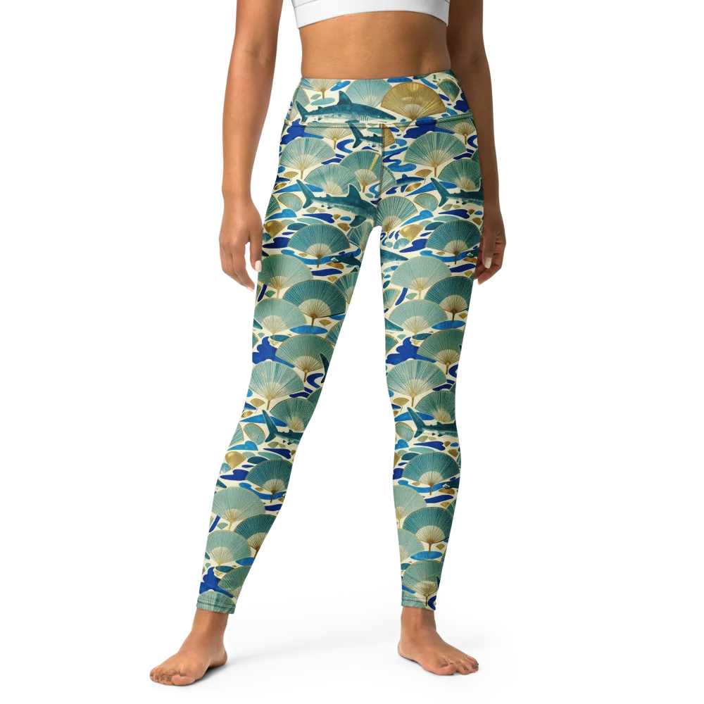 Tidal Ginkgo on Yoga Leggings — Front