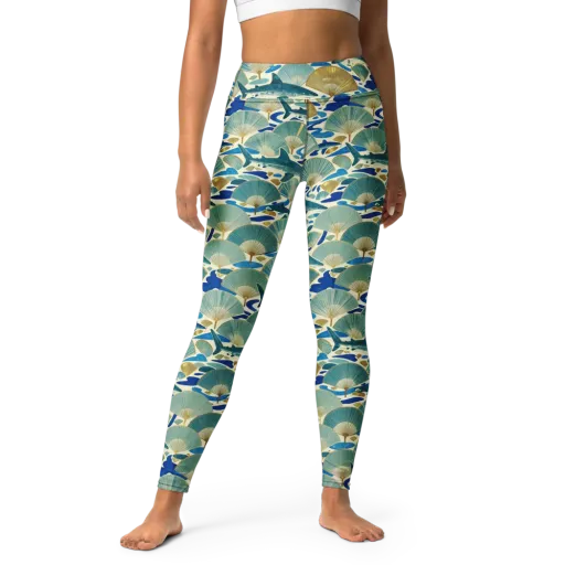 Tidal Ginkgo on a Yoga Leggings