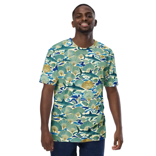 Tidal Ginkgo on a Men's Crew Neck T-Shirt