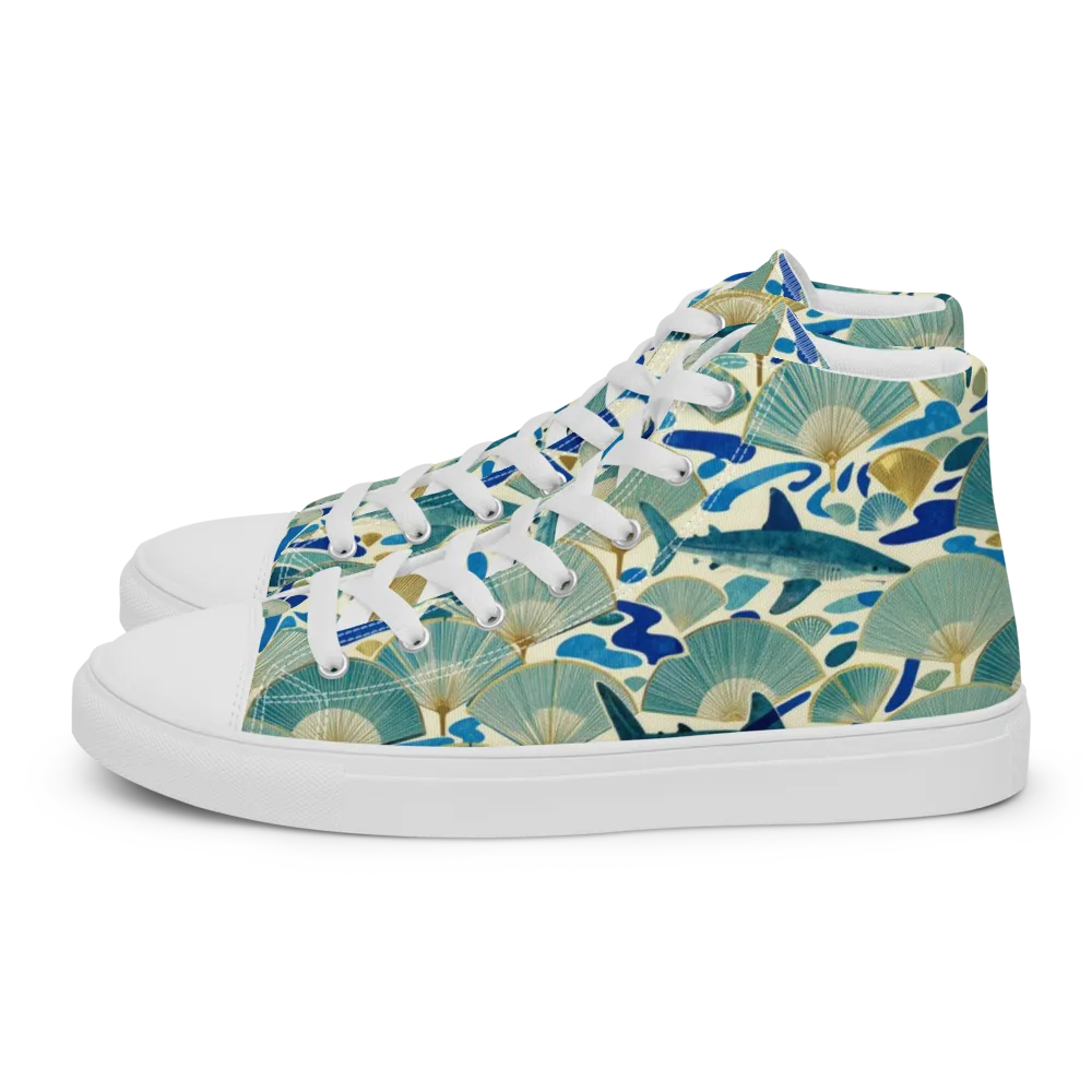 Tidal Ginkgo on Men's High Top Canvas Shoes — Left