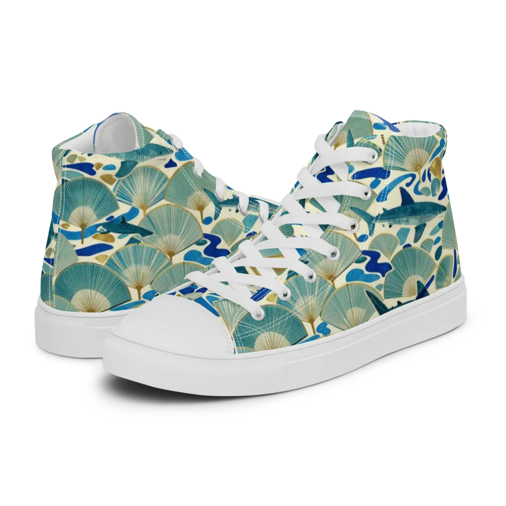 Tidal Ginkgo on Men's High Top Canvas Shoes — Left