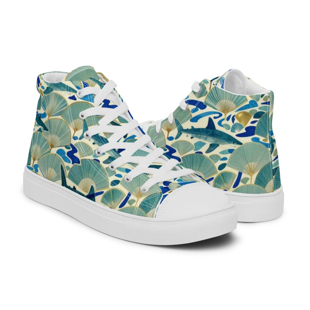 Tidal Ginkgo on Men's High Top Canvas Shoes — Right
