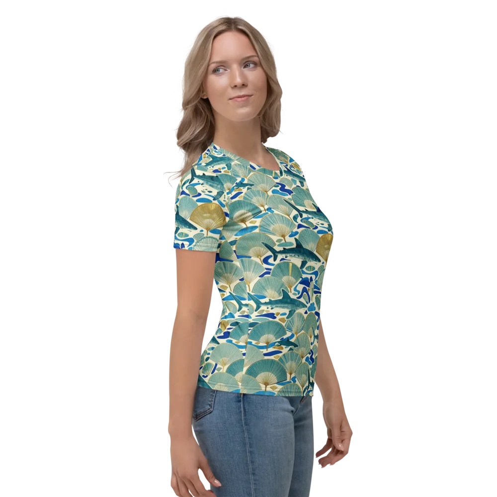 Tidal Ginkgo on Women's Crew Neck T-Shirt — Right