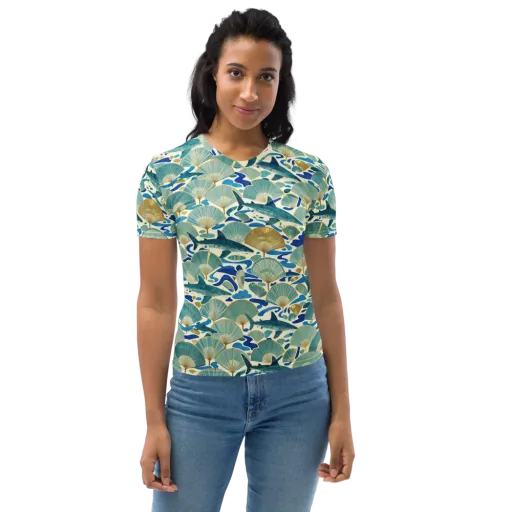 Tidal Ginkgo on a Women's Crew Neck T-Shirt