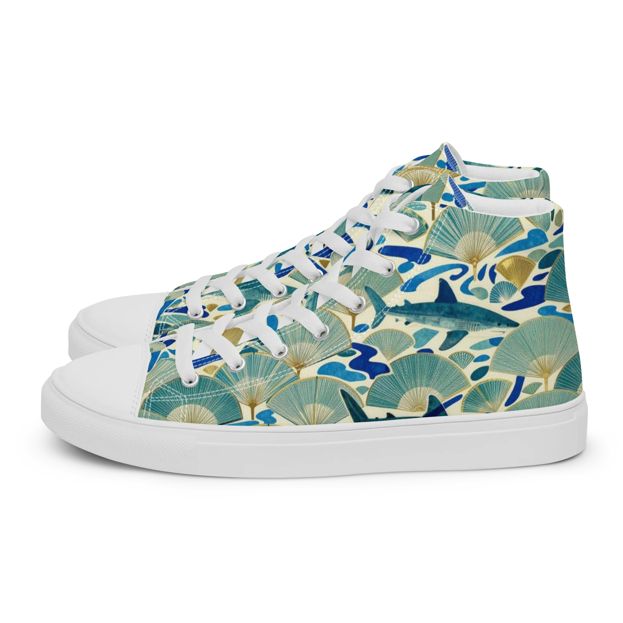 Tidal Ginkgo on Women's High Top Canvas Shoes — Left