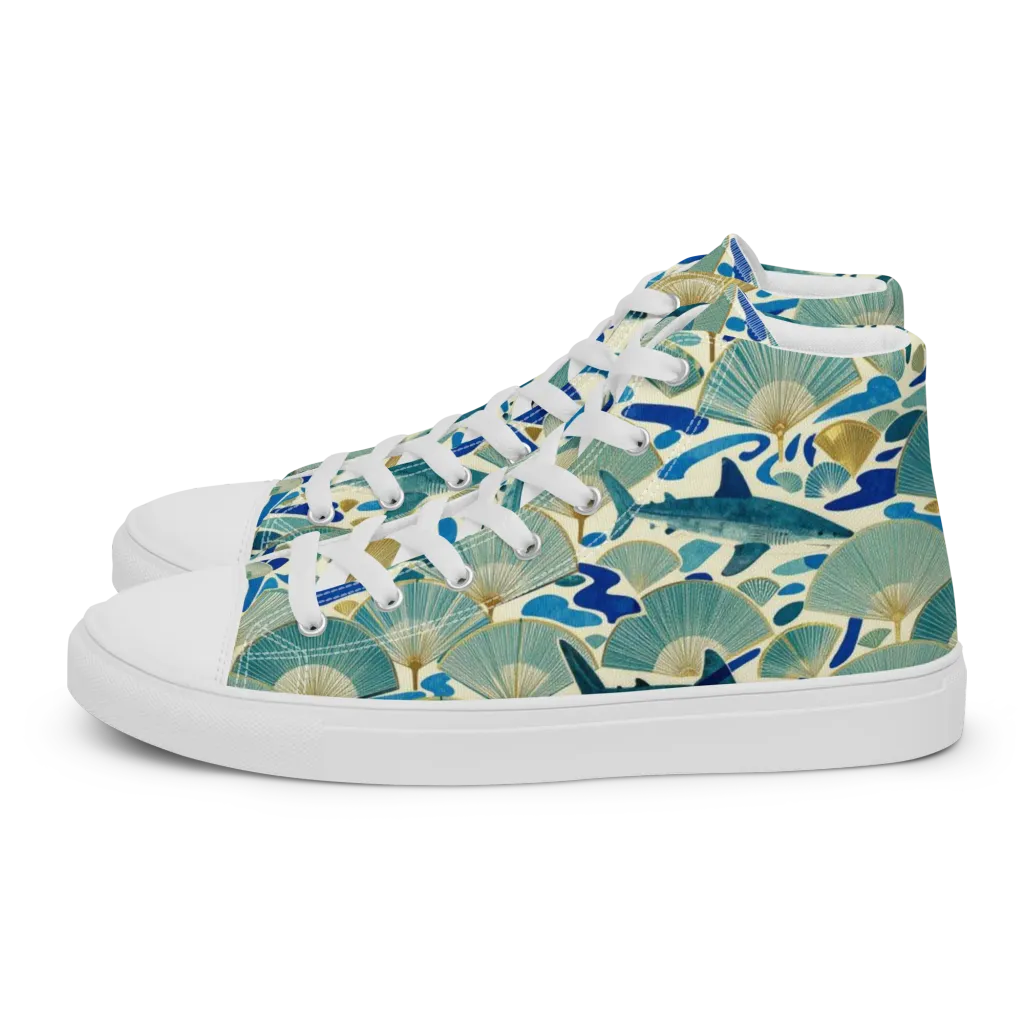 Tidal Ginkgo on Women's High Top Canvas Shoes — Left