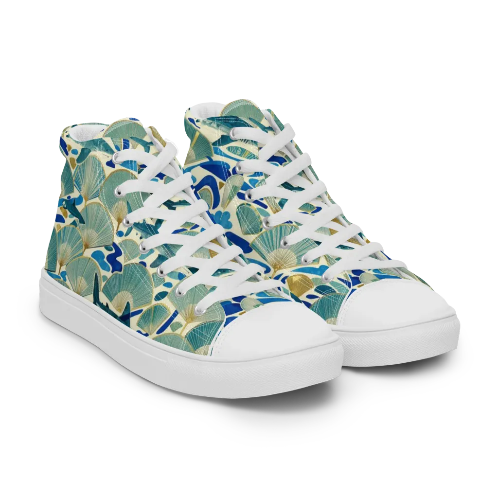 Tidal Ginkgo on Women's High Top Canvas Shoes — Right Front