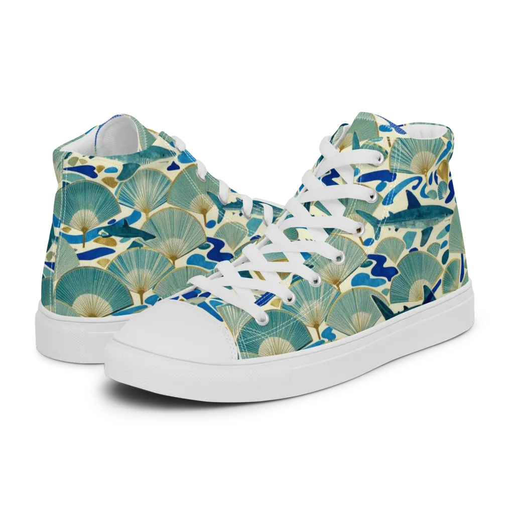 Tidal Ginkgo on Women's High Top Canvas Shoes — Left