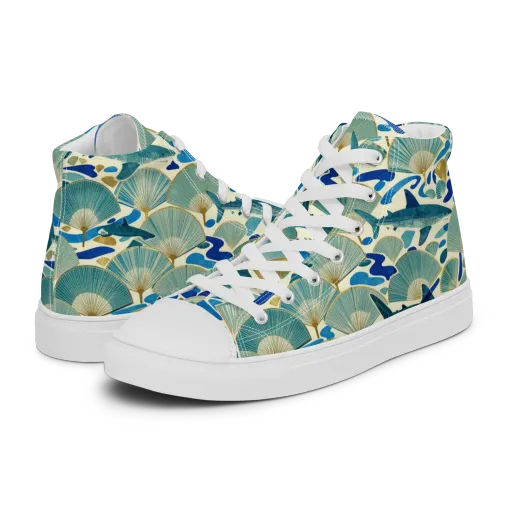 Tidal Ginkgo on a Women's High Top Canvas Shoes