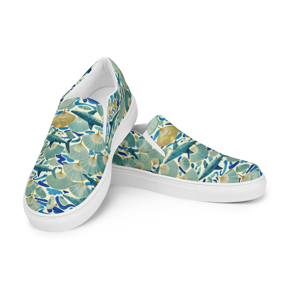 Tidal Ginkgo on Men's Slip-On Canvas Shoes — Left Front