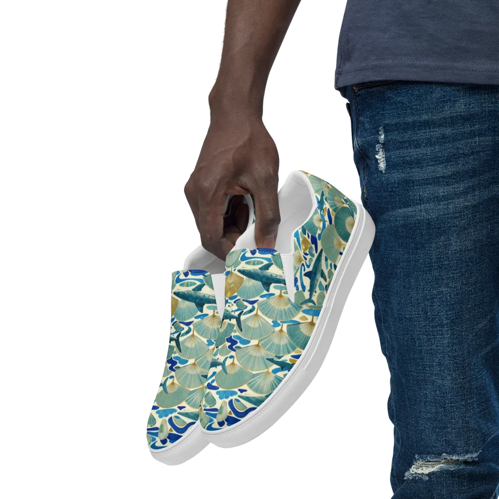Tidal Ginkgo on Men's Slip-On Canvas Shoes — Left Front