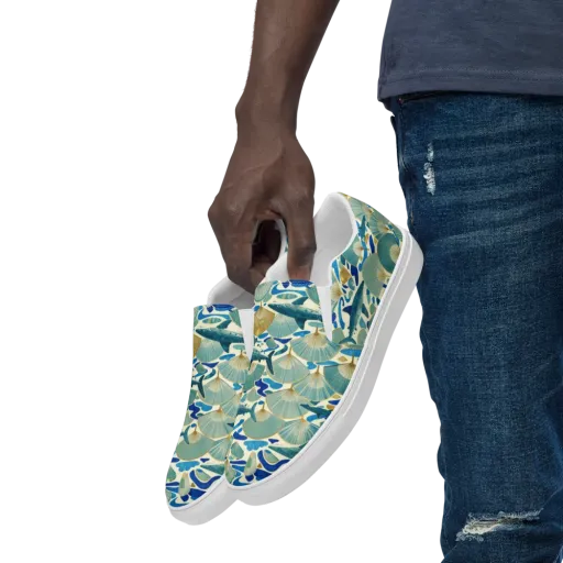 Tidal Ginkgo on a Men's Slip-On Canvas Shoes