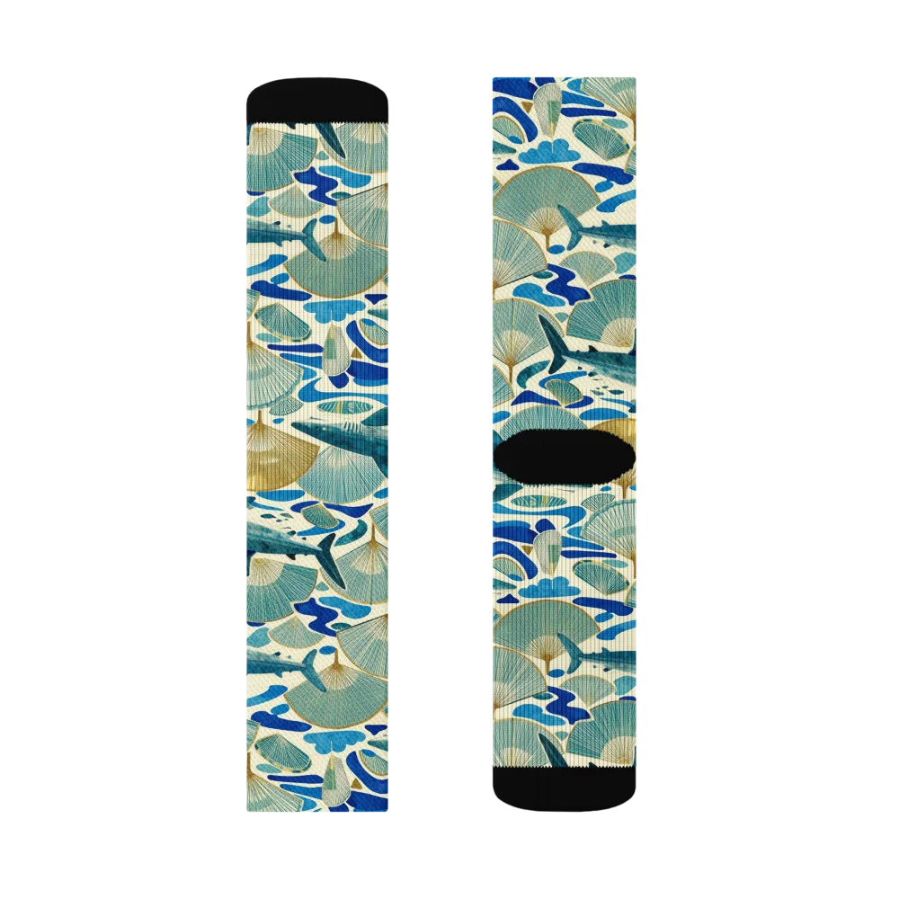Tidal Ginkgo on Socks — Left Sock