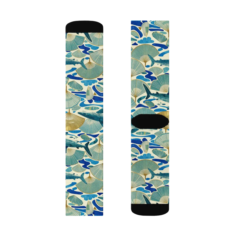 Tidal Ginkgo on Socks — Right Sock