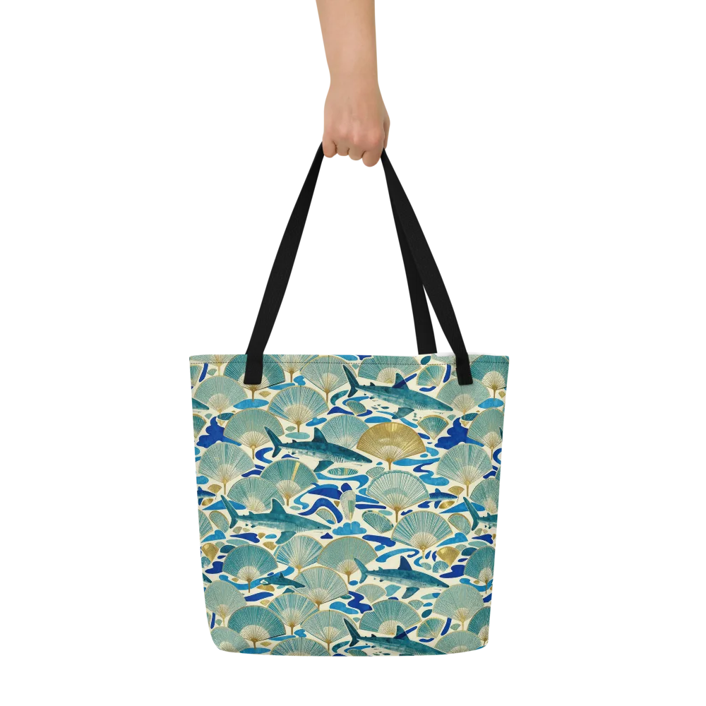 Tidal Ginkgo on Large Tote Bag W/ Pocket — Front