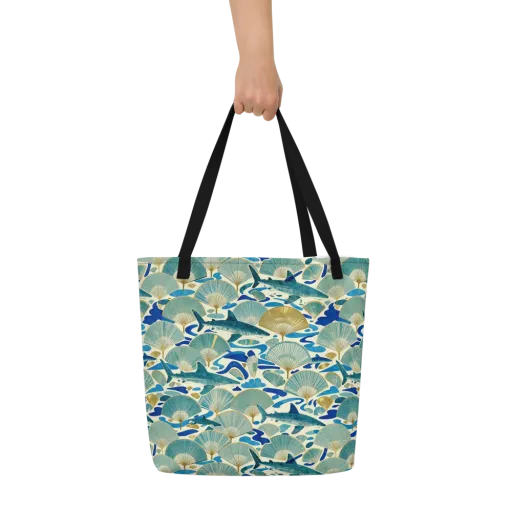 Tidal Ginkgo on a Large Tote Bag W/ Pocket