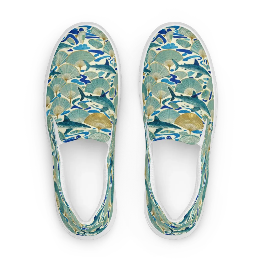 Tidal Ginkgo on Women's Slip-On Canvas Shoes — Front