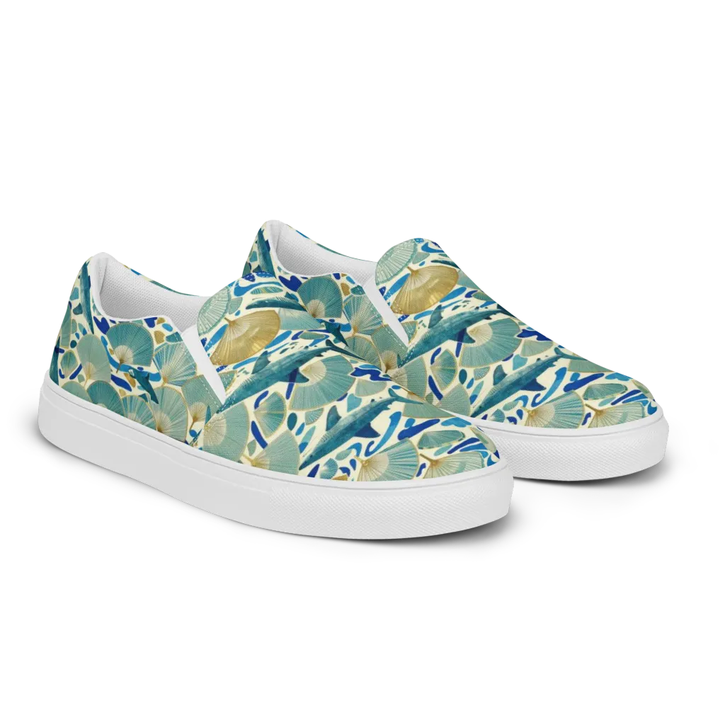 Tidal Ginkgo on Women's Slip-On Canvas Shoes — Right Front