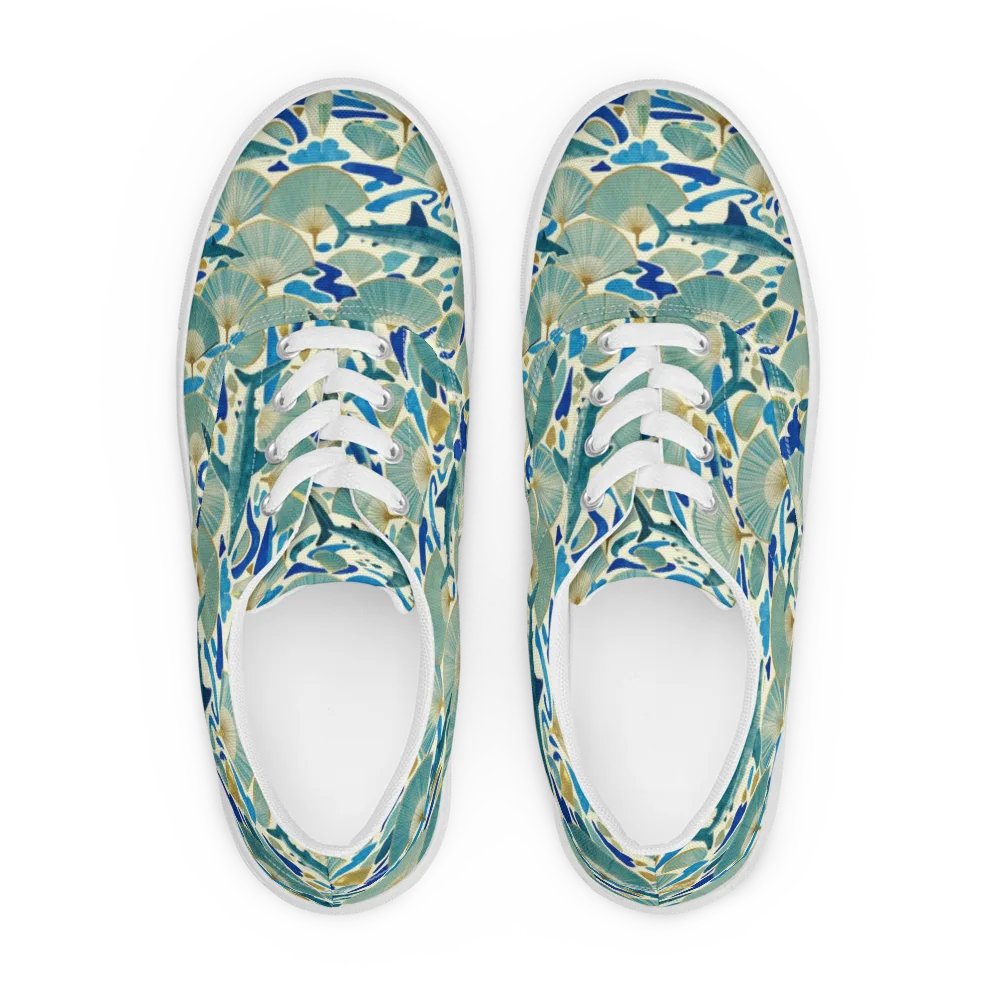 Tidal Ginkgo on Men's Lace-Up Canvas Shoes — Front